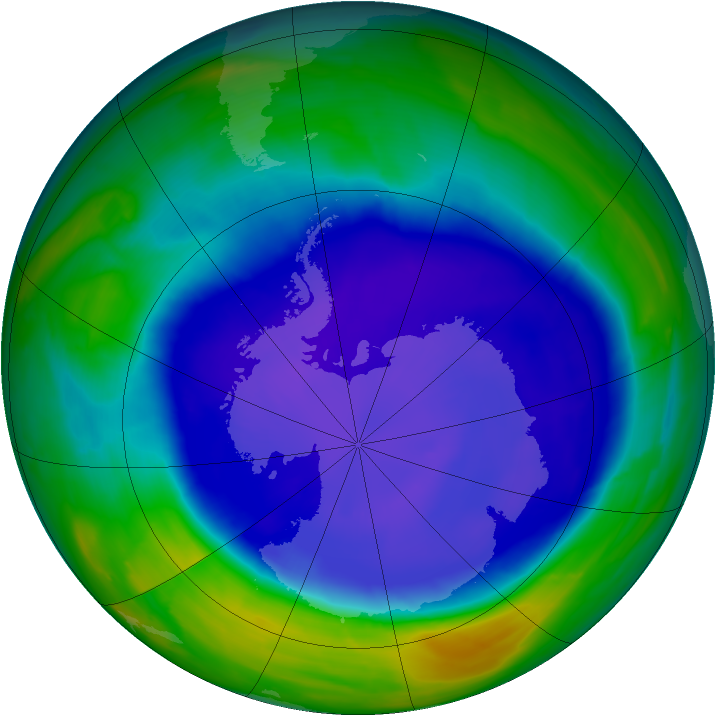 Antarctic ozone map for 18 September 2008